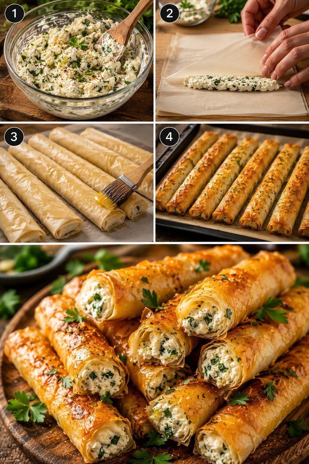 Chrumkavé cuketové cigary so syrom feta a mozzarella