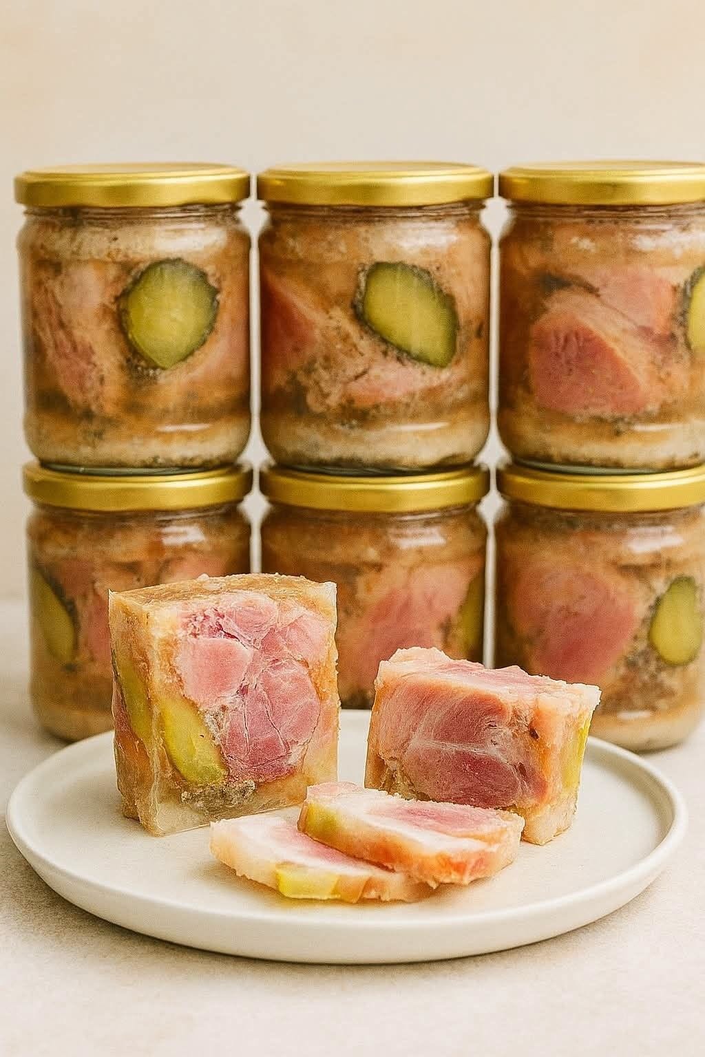 Recept na mäsovú terinu v pohároch s uhorkou v aspiku**