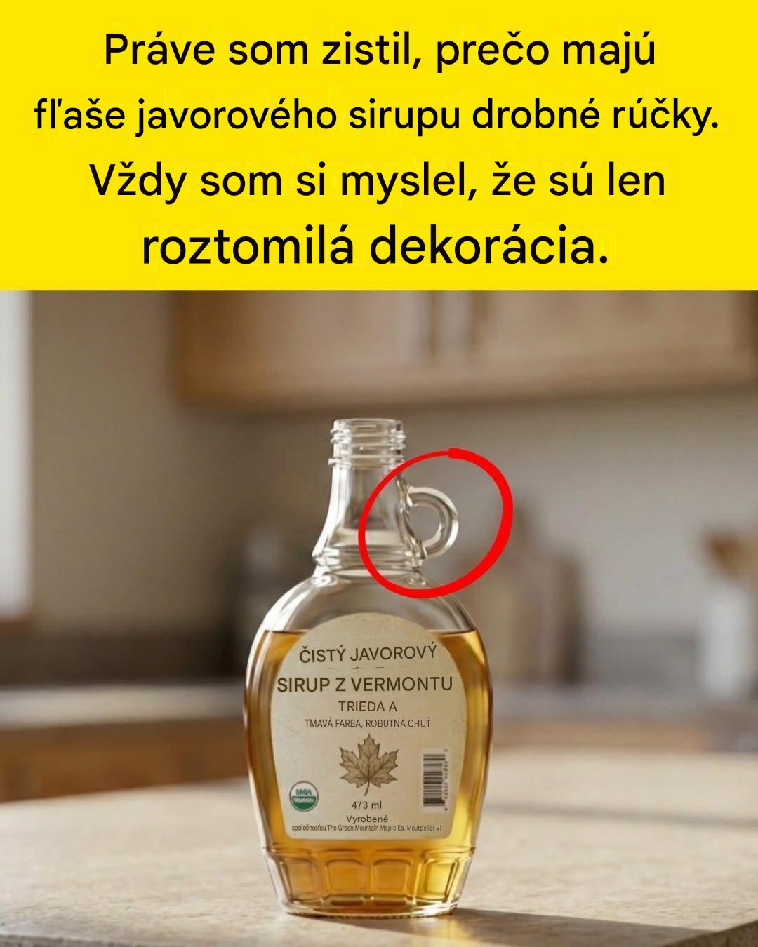 Drobná rúčka na fľašiach javorového sirupu